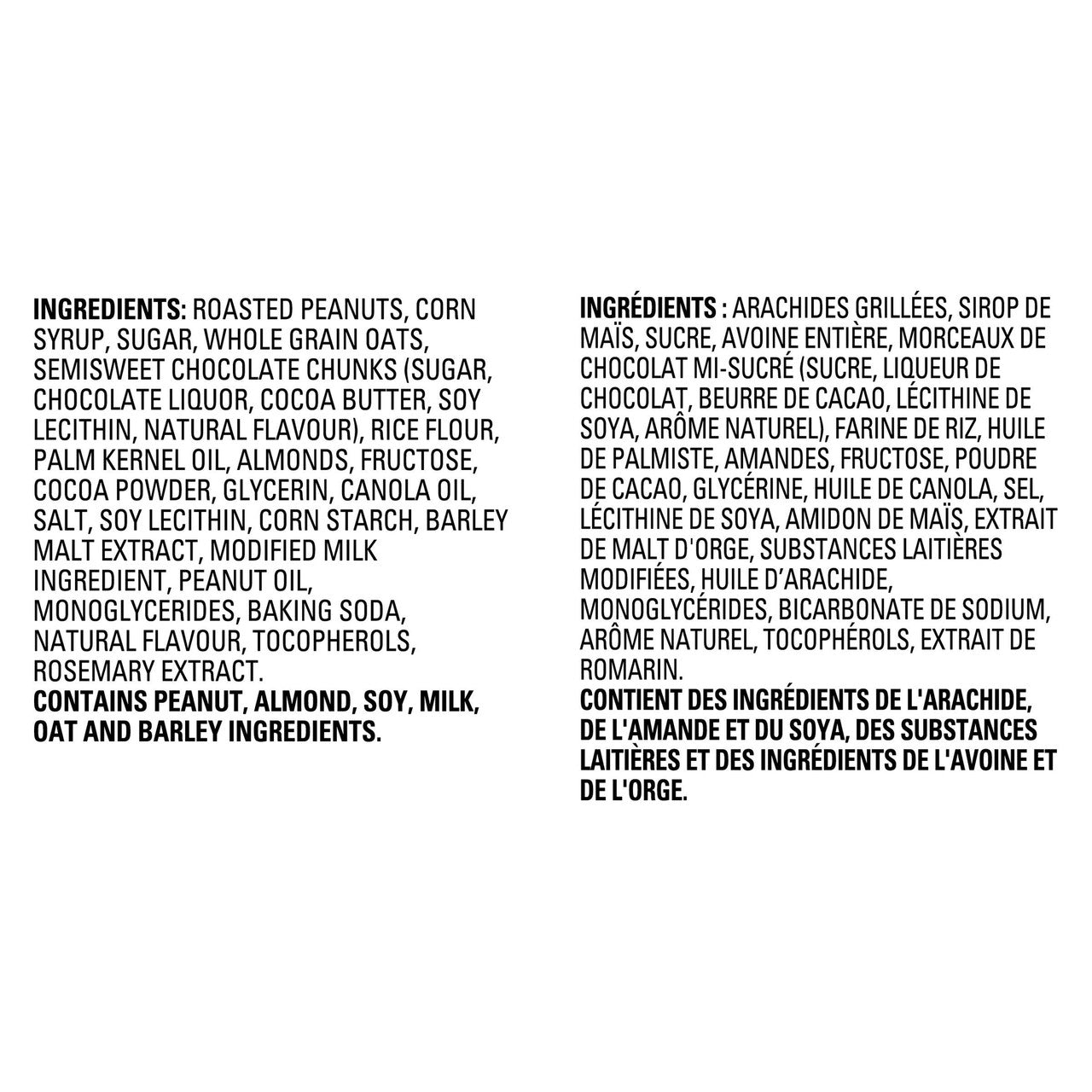 Nature Valley Sweet & Salty Dark Chocolate Nut Granola Bars, 6 Count, 210g/7.4 oz Ingredients